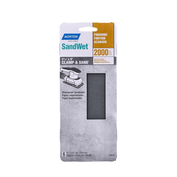 Norton Abrasives Norton SandWet 9 in. L X 3 in. W 2000 Grit Silicon Carbide Sanding Sheet 6 pk 07660768528 - main